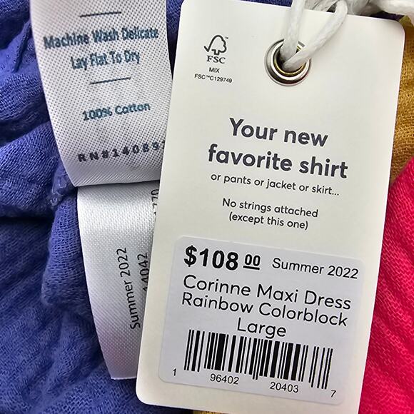 Marine Layer Womans size L Corinne Maxi Dress Rainbow Colorblock Sleeveless NEW - Picture 7 of 8